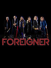 Foreigner Band mit Instrumenten.